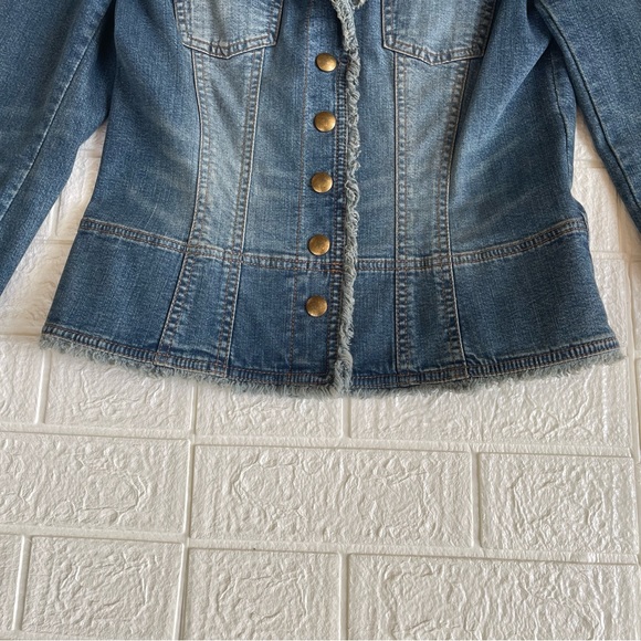 Classiques Entier Women’s Small Denim Raw Hem Snap Denim Blazer Jacket - Picture 8 of 15